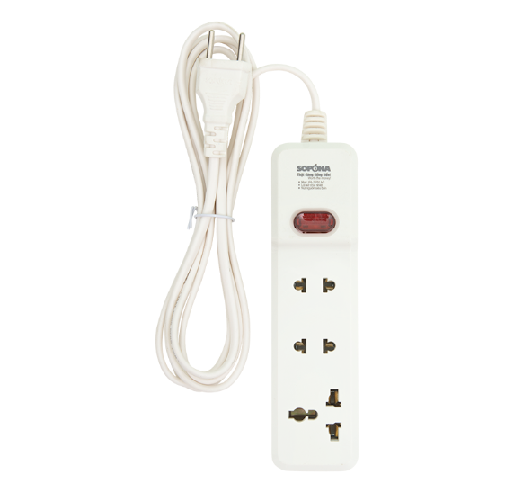 Sopoka ổ cắm lõi sứ chống cháy 3M2-3 dây 2,5m