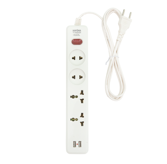 Sopoka ổ cắm lõi sứ chống cháy 4C1-5 dây 4,5m