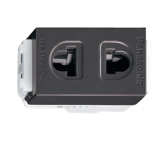 Panasonic Ổ cắm đơn có màn che màu đen ánh kim (Wide series)