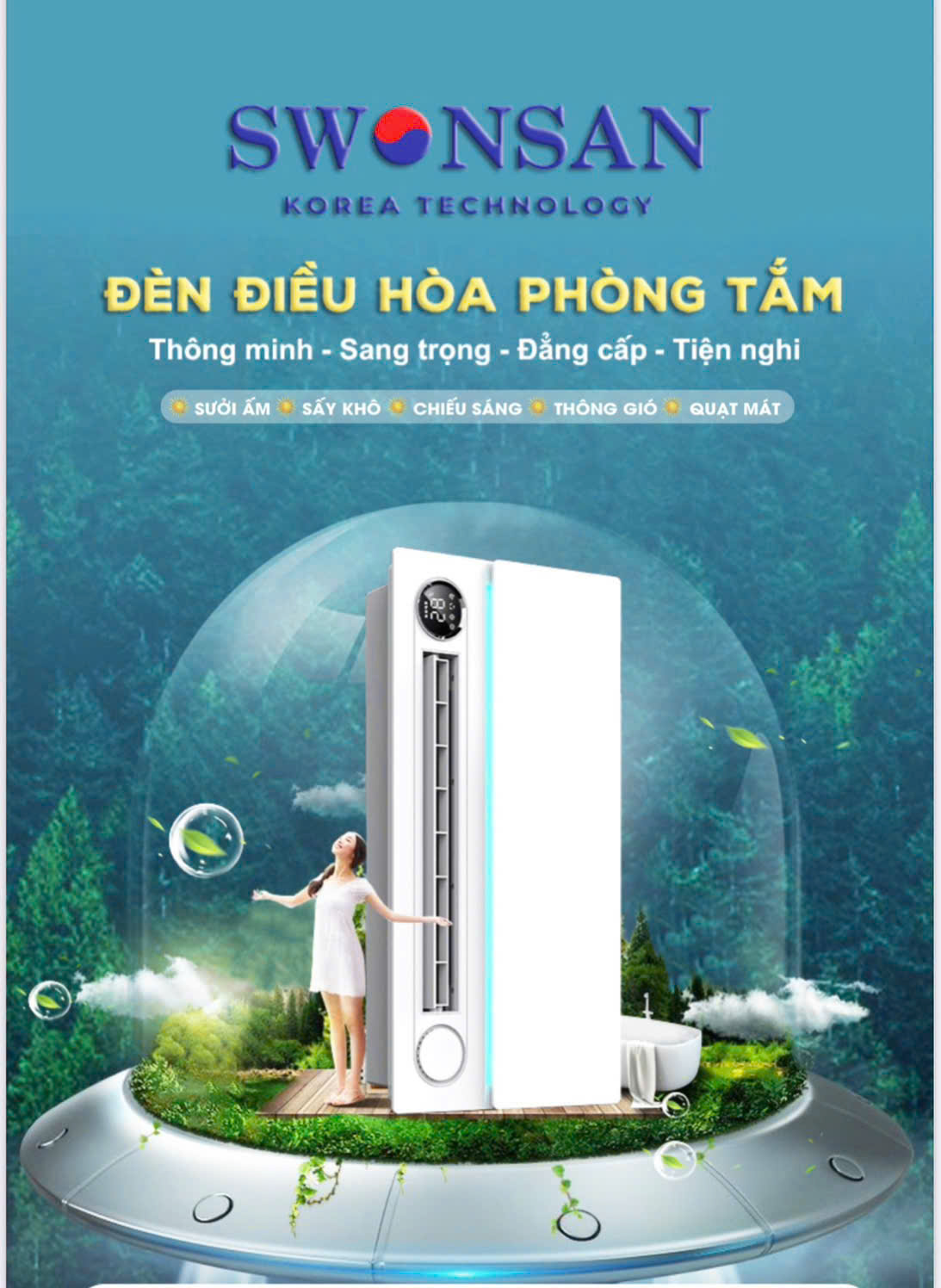 Đèn điều hòa phòng tắm Swonsan 3060 VX01